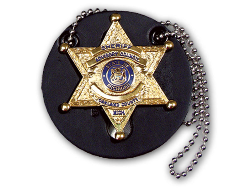 Universal Round Badge Holder with Chain – Duty Leather
