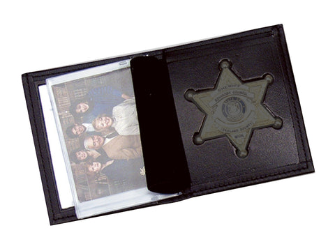 BOSTON LEATHER BOOK STYLE BADGE WALLET: 5 Point Star Cutout (150-S-5726) -  Chicago Cop Shop