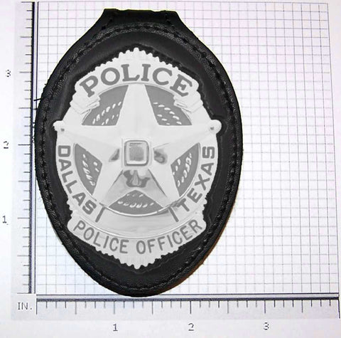 Dallas Texas Police Belt Clip Badge Holder with Pocket and Chain (Cuto ...