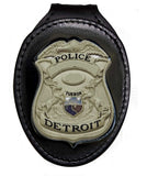 Detroit Police Belt Clip Badge Holder with Pocket and Chain