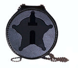 Milwaukee County Sheriff Belt Clip Badge Holder with Pocket and Chain (Cutout PF768, 2.65 inches tall)
